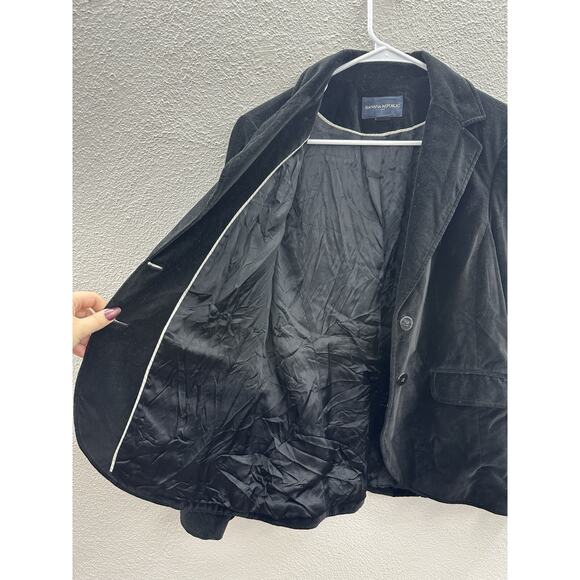 Banana Republic Womens Blazer Size 12 Black Velour Two Buton Up Lined Collared - Picture 5 of 13